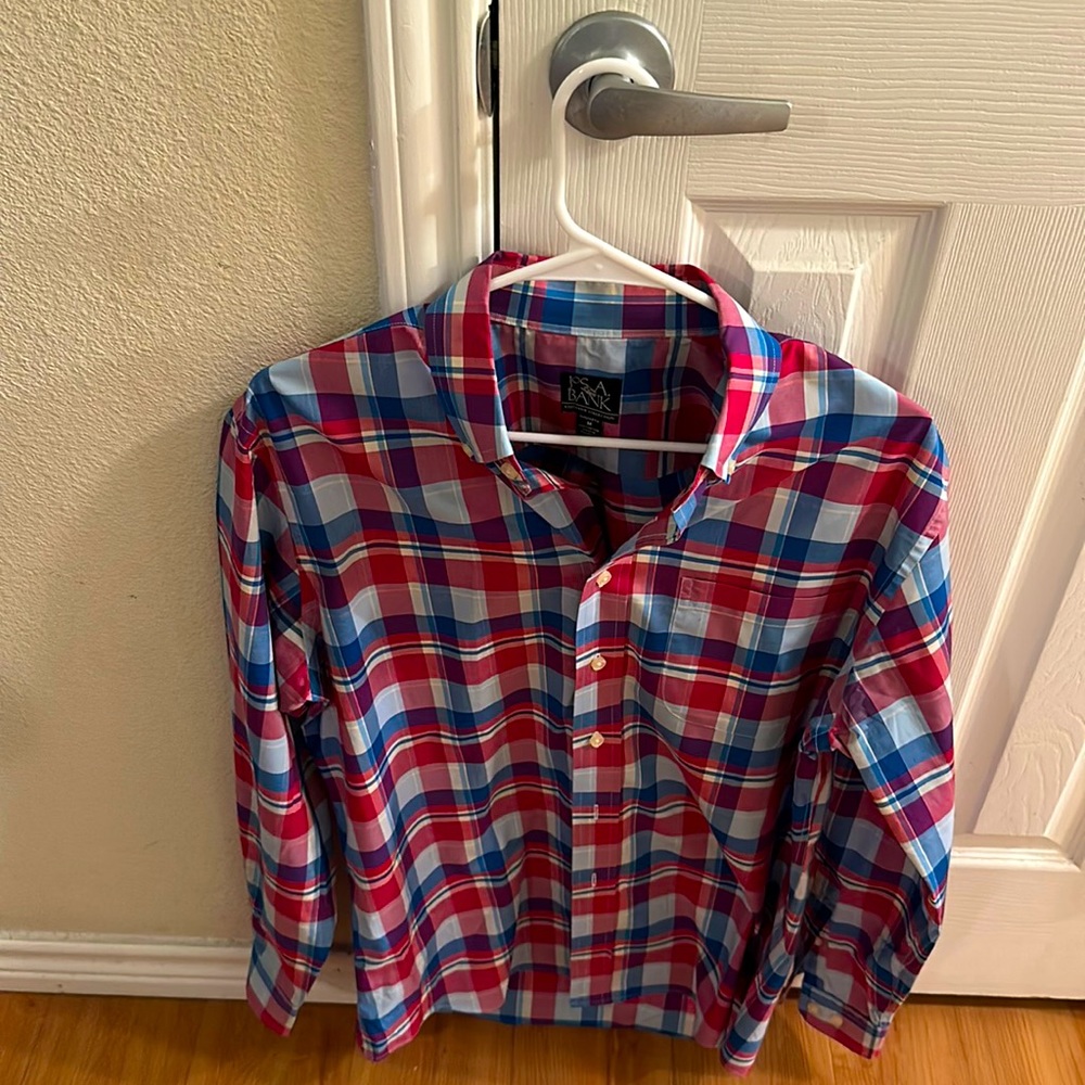 Jos A. Bank plaid shirt, long sleeve